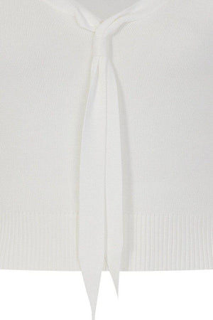 Pussy Bow Top Knit Fabric-Banned-Dark Fashion Clothing
