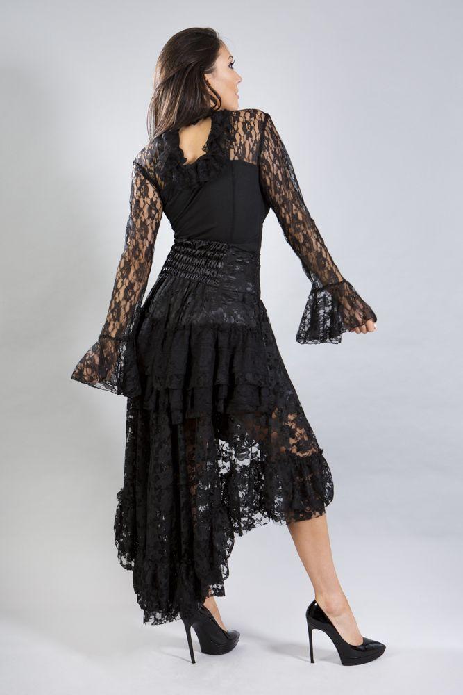 Queen Maxi Skirt In Black Lace-Burleska-Dark Fashion Clothing