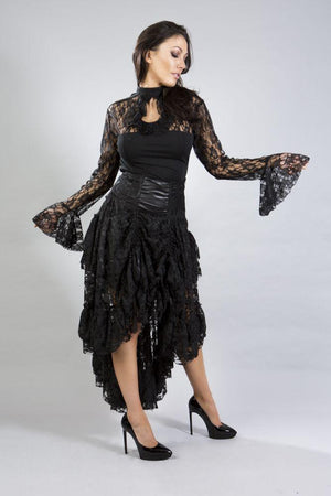 Queen Maxi Skirt In Black Lace-Burleska-Dark Fashion Clothing
