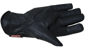 Racer Black Leather Motorcycle Gloves-Skintan Leather-Dark Fashion Clothing