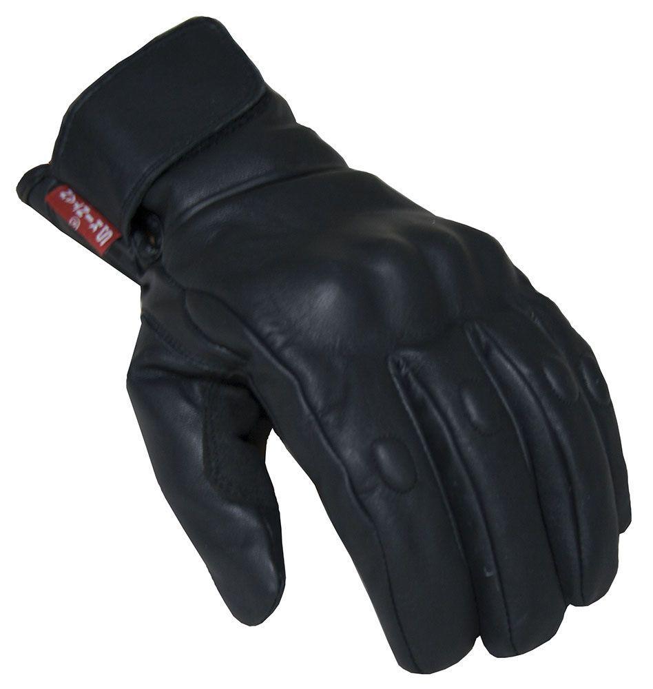 Racer Black Leather Motorcycle Gloves-Skintan Leather-Dark Fashion Clothing