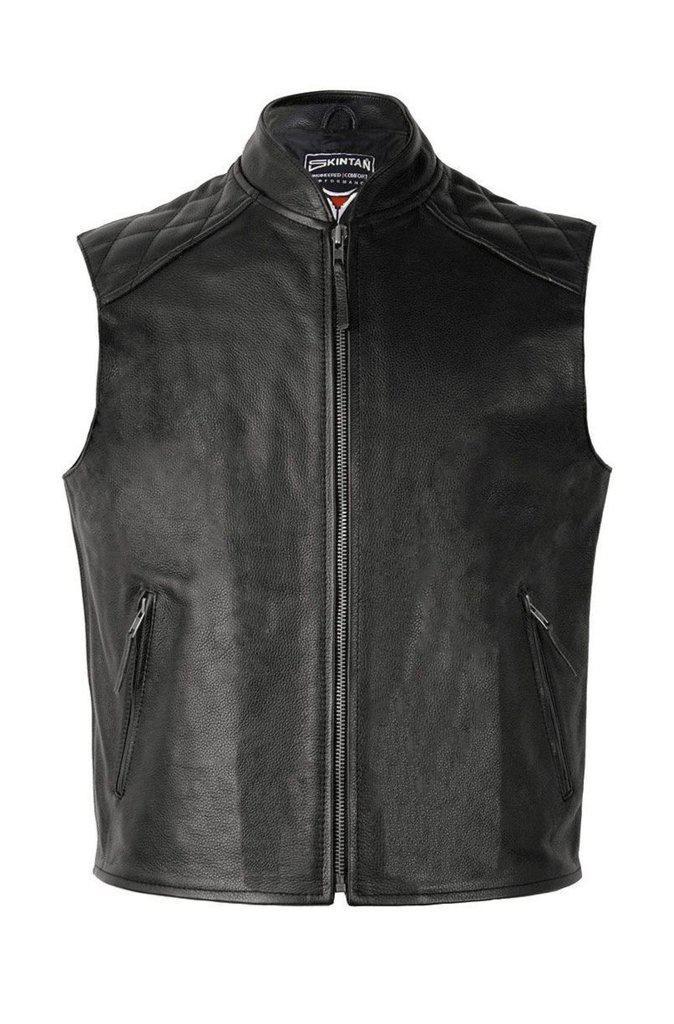 Ranger Leather Motorcycle Waistcoat-Skintan Leather-Dark Fashion Clothing