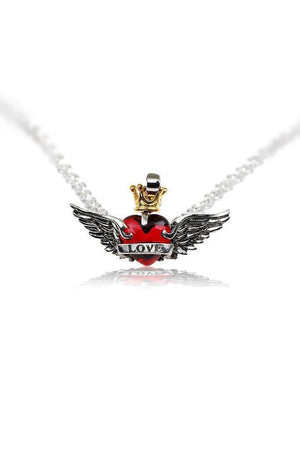 Red Heart Wings Crown Love Pendant and Necklace - Amira-Dr Faust-Dark Fashion Clothing