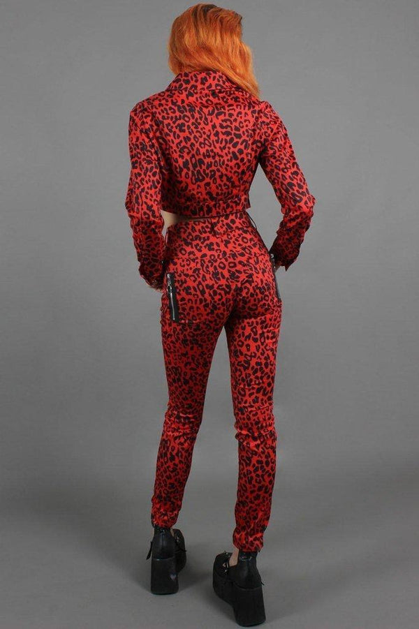 Jawbreaker Red Leopard Print Jacket - Dark Fashion Clothing