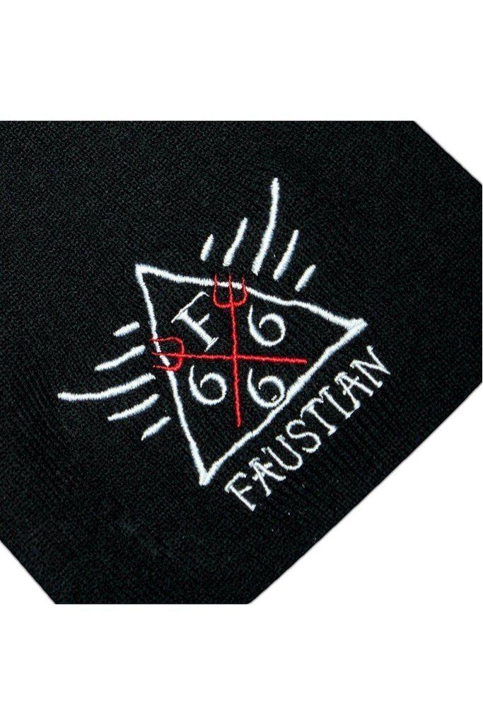 Red Pitchforks 666 Black Beanie - Lucky-Dr Faust-Dark Fashion Clothing