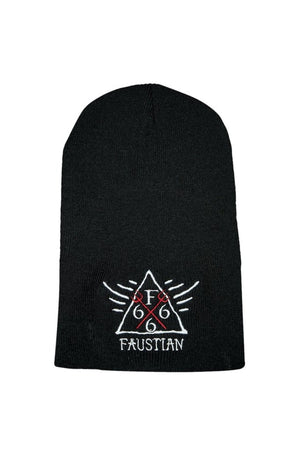 Red Pitchforks 666 Black Beanie - Lucky-Dr Faust-Dark Fashion Clothing
