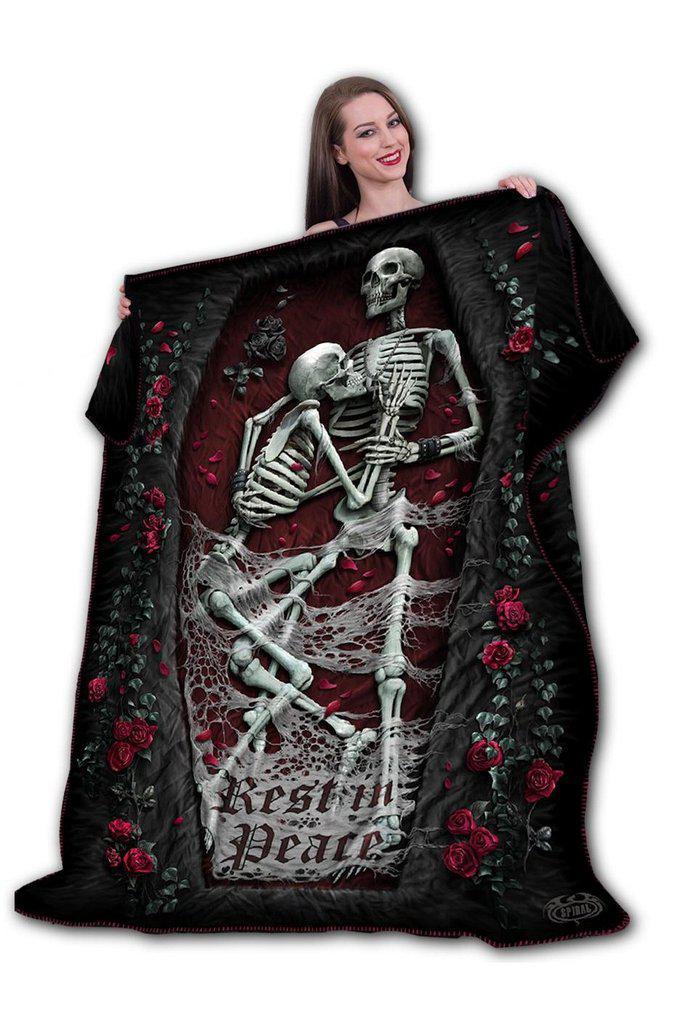 Rest In Peace - Fleece Blanket With Double Sided Print-Spiral-Dark Fashion Clothing