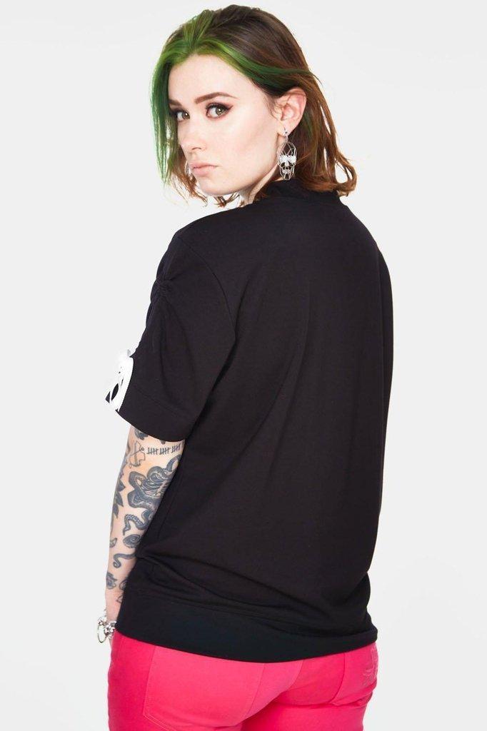 Ribbon Ribcage Longline Tee-Jawbreaker-Dark Fashion Clothing