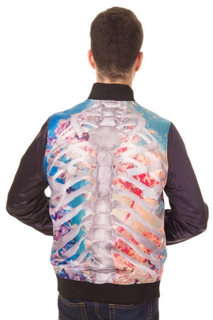 Ribcage & Skull Reversible Jacket-Banned-Dark Fashion Clothing