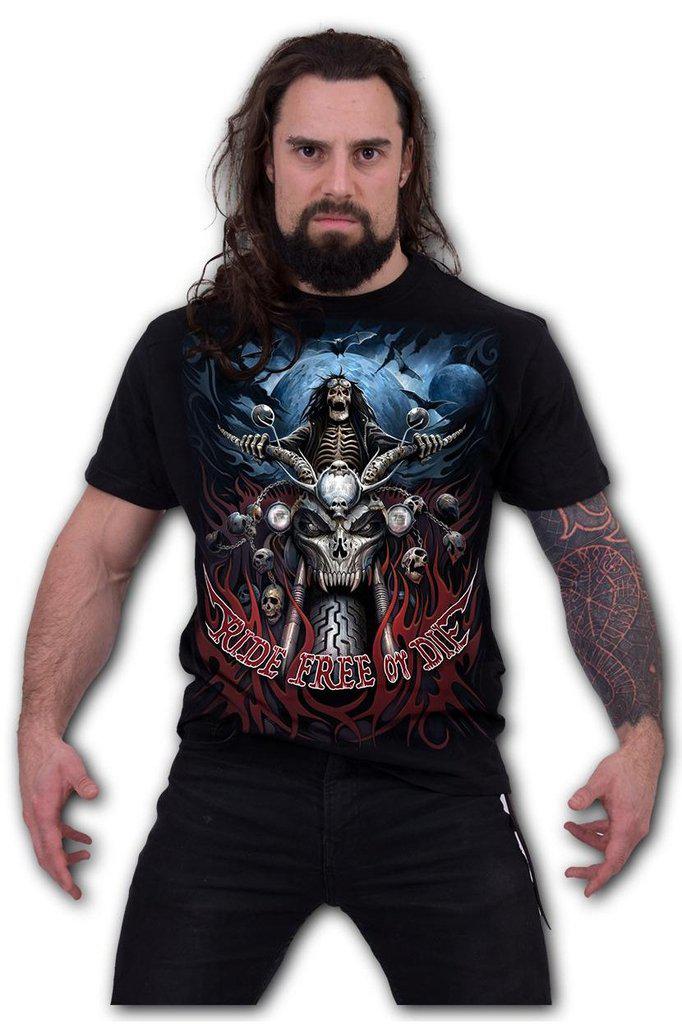 Ride Free - T-Shirt Black-Spiral-Dark Fashion Clothing