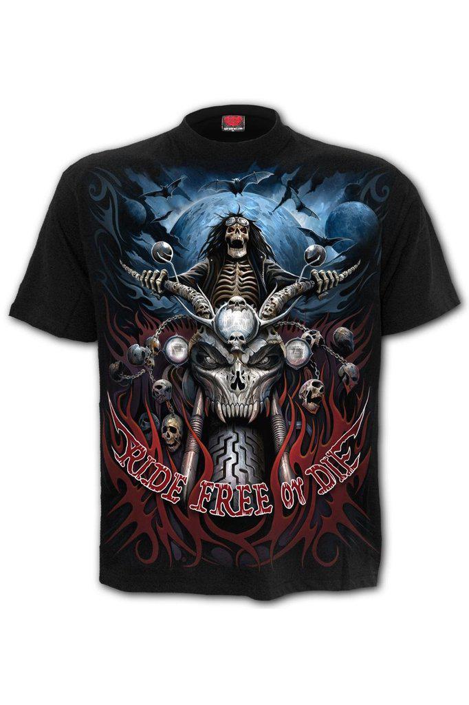 Ride Free - T-Shirt Black-Spiral-Dark Fashion Clothing