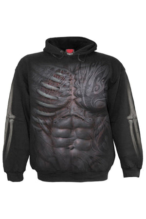 Ripped - Side Pocket Hoody Black-Spiral-Dark Fashion Clothing