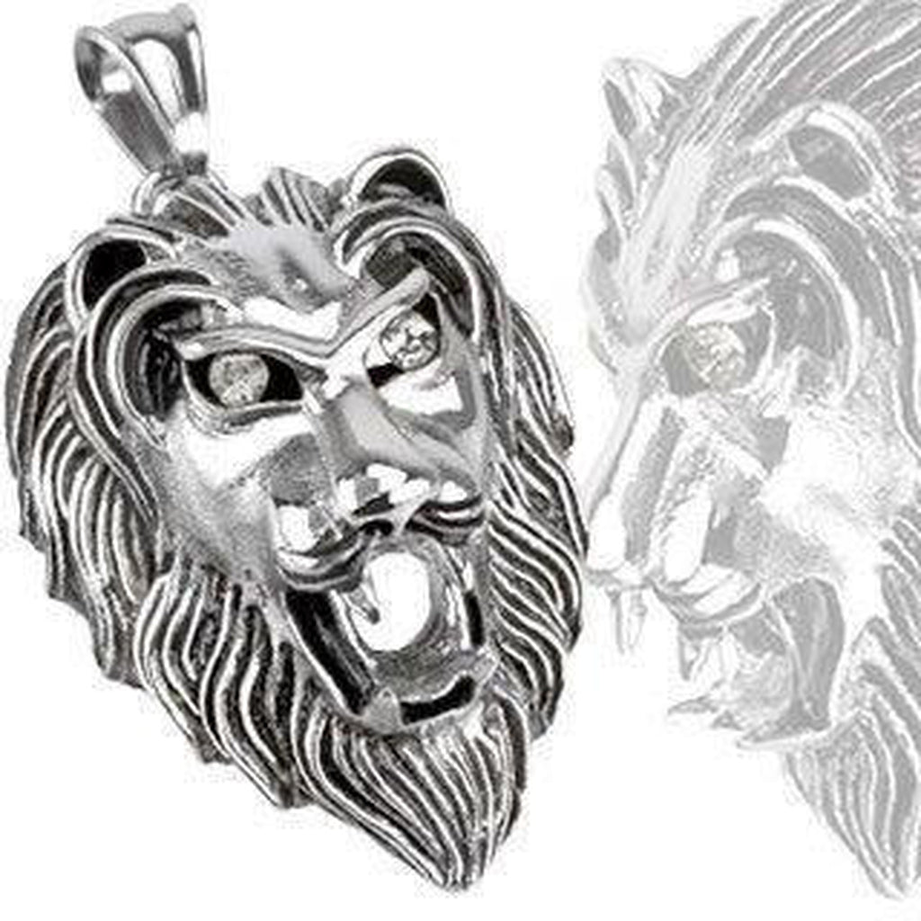 Roaring Lion Head Steel Pendant-Spikes-Dark Fashion Clothing