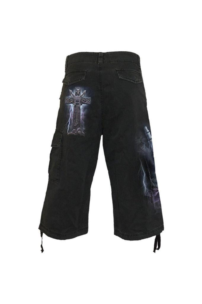 Rock Eternal Vintage Cargo Shorts 3/4 Long Black Dark Fashion
