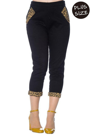 Rock N Roll Leopard Denim Capri Pants-Banned-Dark Fashion Clothing