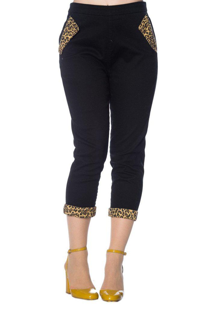 Rock N Roll Leopard Denim Capri Pants-Banned-Dark Fashion Clothing