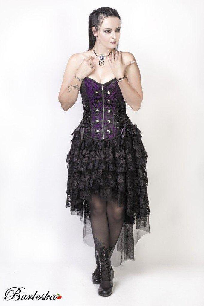 Rock Overbust Corset With Studs In King Brocade-Burleska-Dark Fashion Clothing