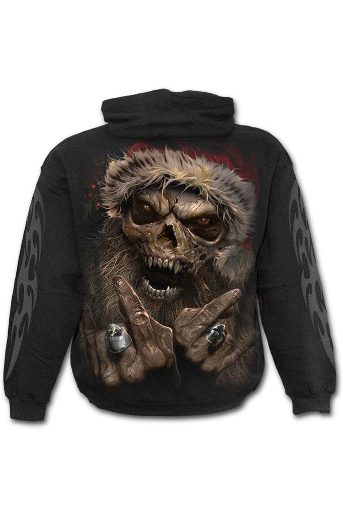 Rock Santa - Hoody Black-Spiral-Dark Fashion Clothing