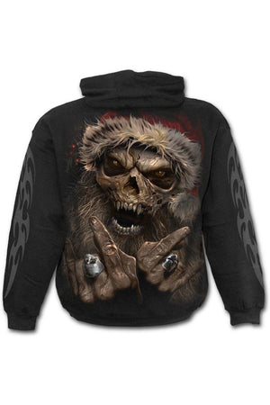 Rock Santa - Hoody Black-Spiral-Dark Fashion Clothing