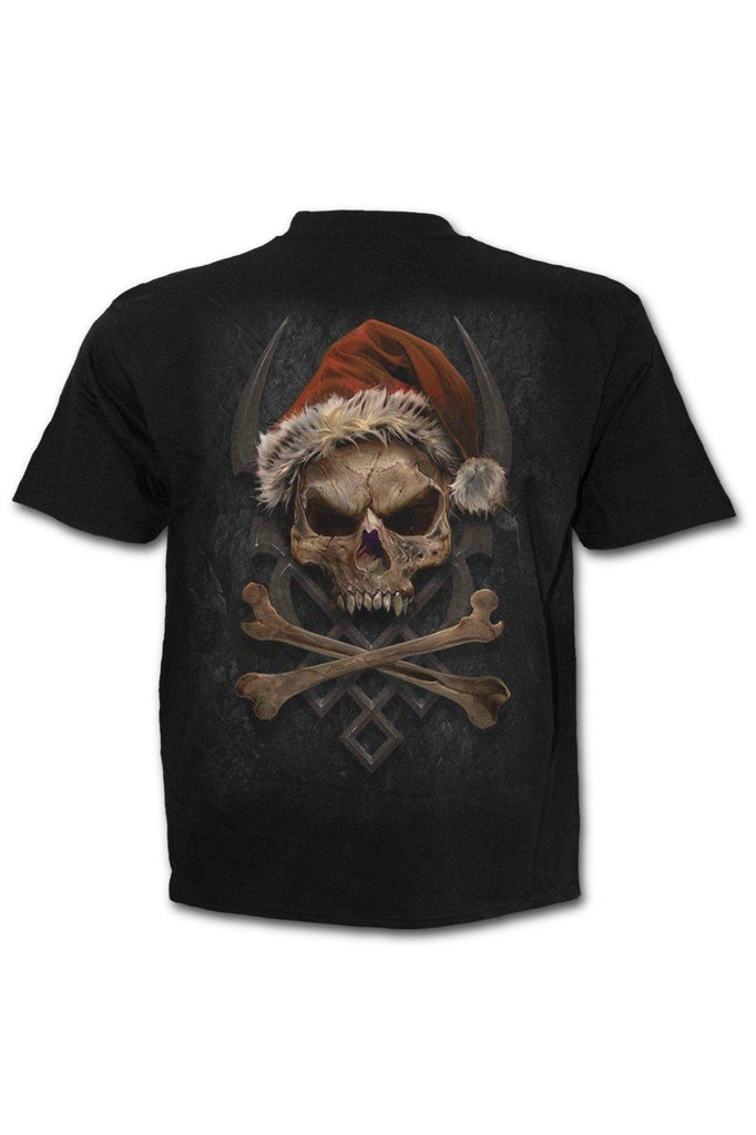 Rock Santa - T-Shirt Black-Spiral-Dark Fashion Clothing