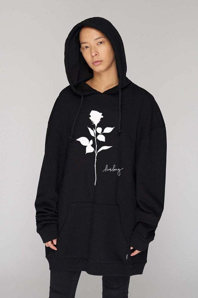 Rose Over Hooded Sweatshirt - Unisex-Long Clothing-Dark Fashion Clothing