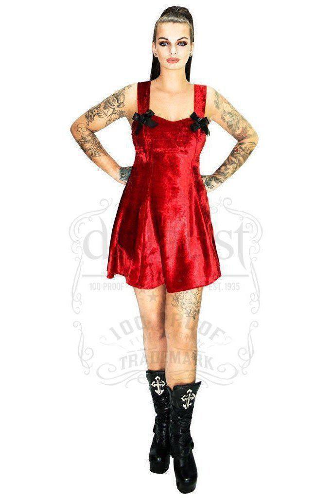 Royal Luxury Deep Red Velvet Mini Dress - Felicity-Dr Faust-Dark Fashion Clothing