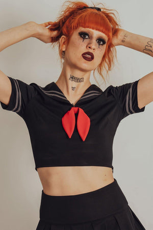 Sailor Goth Crop Top-Jawbreaker-Dark Fashion Clothing