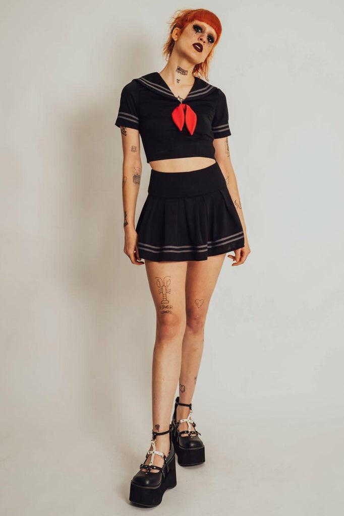 Sailor Goth Crop Top-Jawbreaker-Dark Fashion Clothing