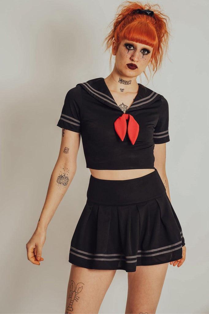 Sailor Goth Crop Top-Jawbreaker-Dark Fashion Clothing