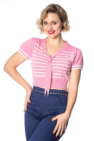 Sailor Stripe Tie Top-Banned-Dark Fashion Clothing