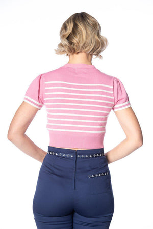 Sailor Stripe Tie Top-Banned-Dark Fashion Clothing