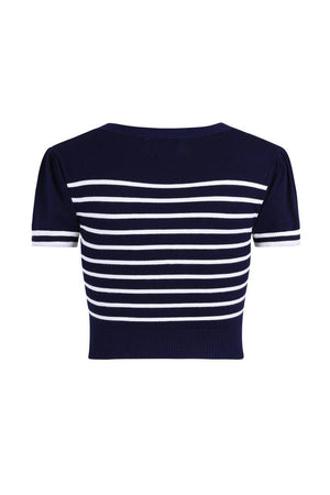 Sailor Stripe Tie Top-Banned-Dark Fashion Clothing