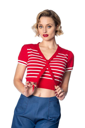 Sailor Stripe Tie Top-Banned-Dark Fashion Clothing