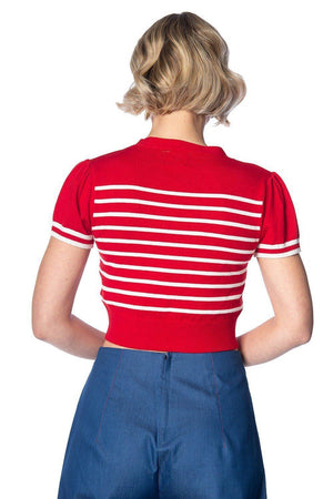 Sailor Stripe Tie Top-Banned-Dark Fashion Clothing