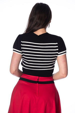 Sailor Stripe Tie Top-Banned-Dark Fashion Clothing