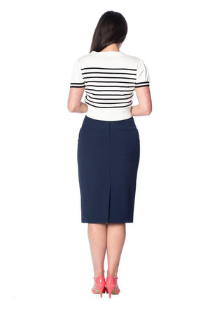 Sailor Stripe Tie Top-Banned-Dark Fashion Clothing