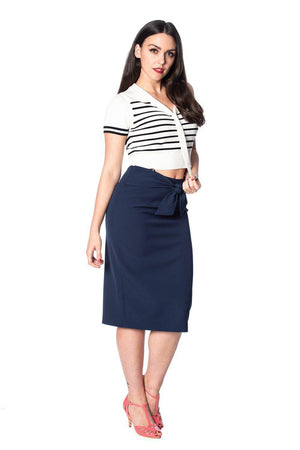 Sailor Stripe Tie Top-Banned-Dark Fashion Clothing