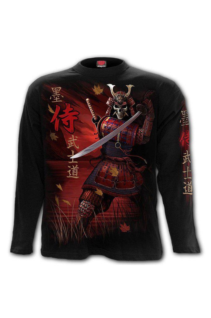 Samurai - Longsleeve T-Shirt Black-Spiral-Dark Fashion Clothing