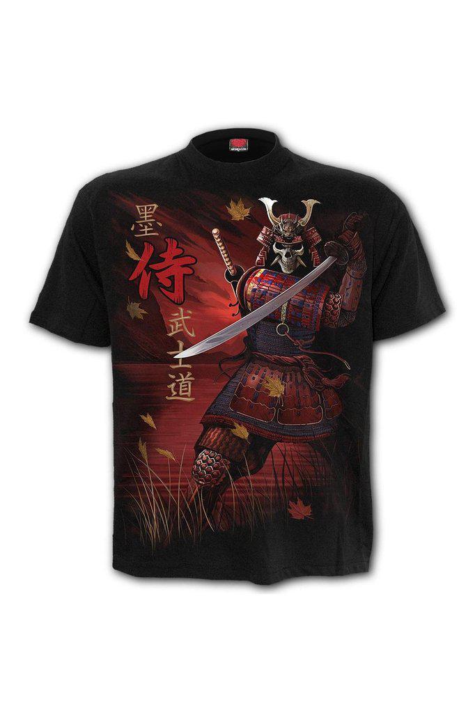 Samurai - T-Shirt Black-Spiral-Dark Fashion Clothing