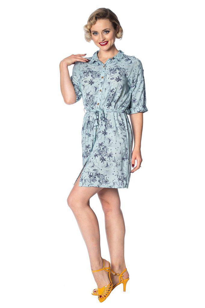Santorini Dreams Relaxed Shirtdress-Banned-Dark Fashion Clothing
