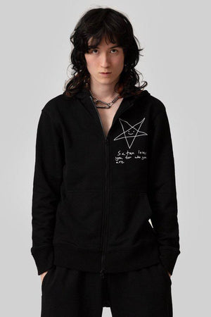 Satan Loves You Zip Hoodie - Unisex-Long Clothing-Dark Fashion Clothing