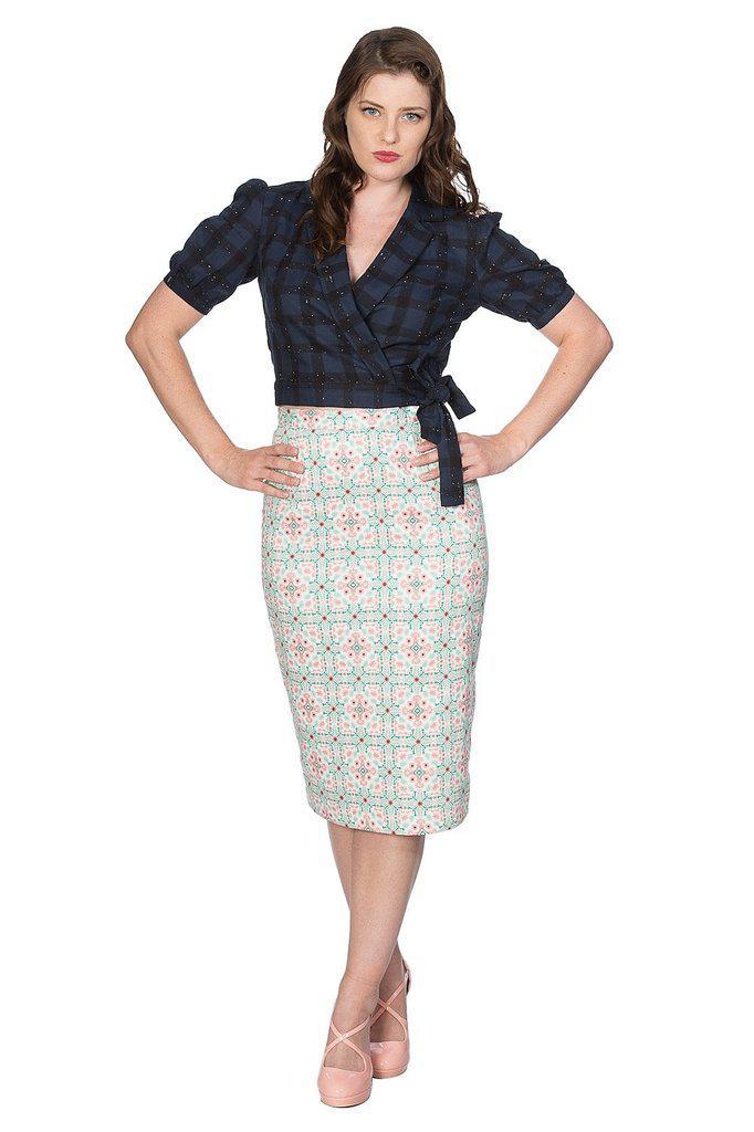 Seaside Picnic Wrap Blouse-Banned-Dark Fashion Clothing