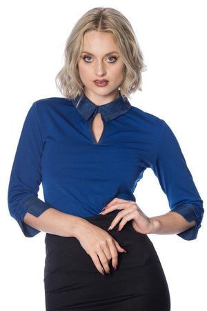 Secretary Collar Top-Banned-Dark Fashion Clothing