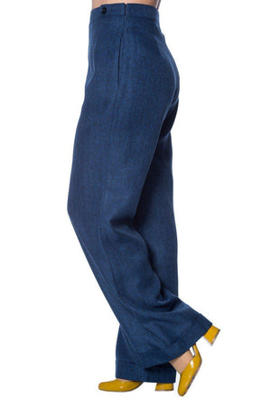 Secretary Wide Leg Trouser-Banned-Dark Fashion Clothing