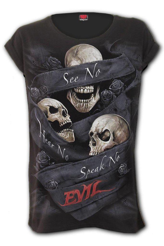 See No Evil - Turnup Sleeve Loosefit Tee-Spiral-Dark Fashion Clothing