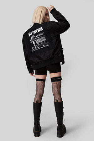 Sell Your Soul MA1 Patch Jacket - Unisex-Long Clothing-Dark Fashion Clothing