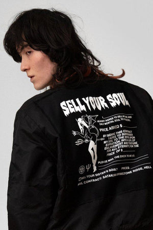 Sell Your Soul MA1 Patch Jacket - Unisex-Long Clothing-Dark Fashion Clothing