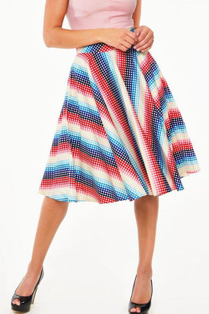 Serene Rainbow Gingham High Waisted Circle Skirt-Voodoo Vixen-Dark Fashion Clothing