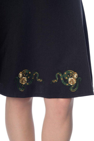 Serpent Flare Skirt-Banned-Dark Fashion Clothing