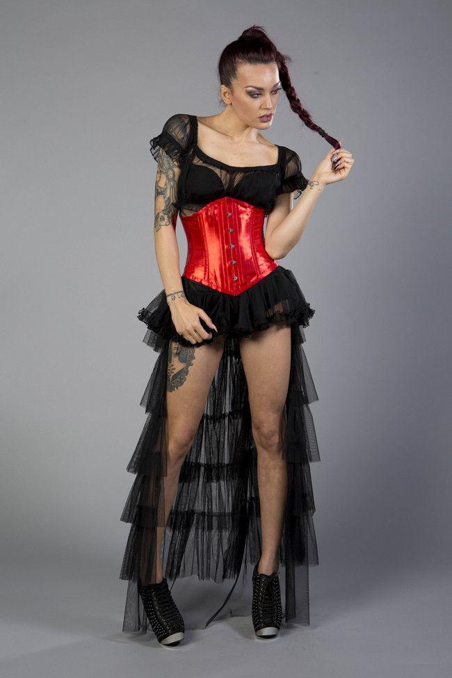 Sexy Waspie Waist Cincher Corset In Satin - Burleska - Dark Fashion Clothing